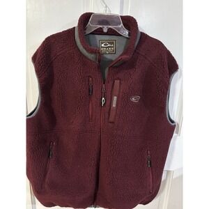 Drake Magnattach Fleece Vest Zip Up Maroon Polyester She'll